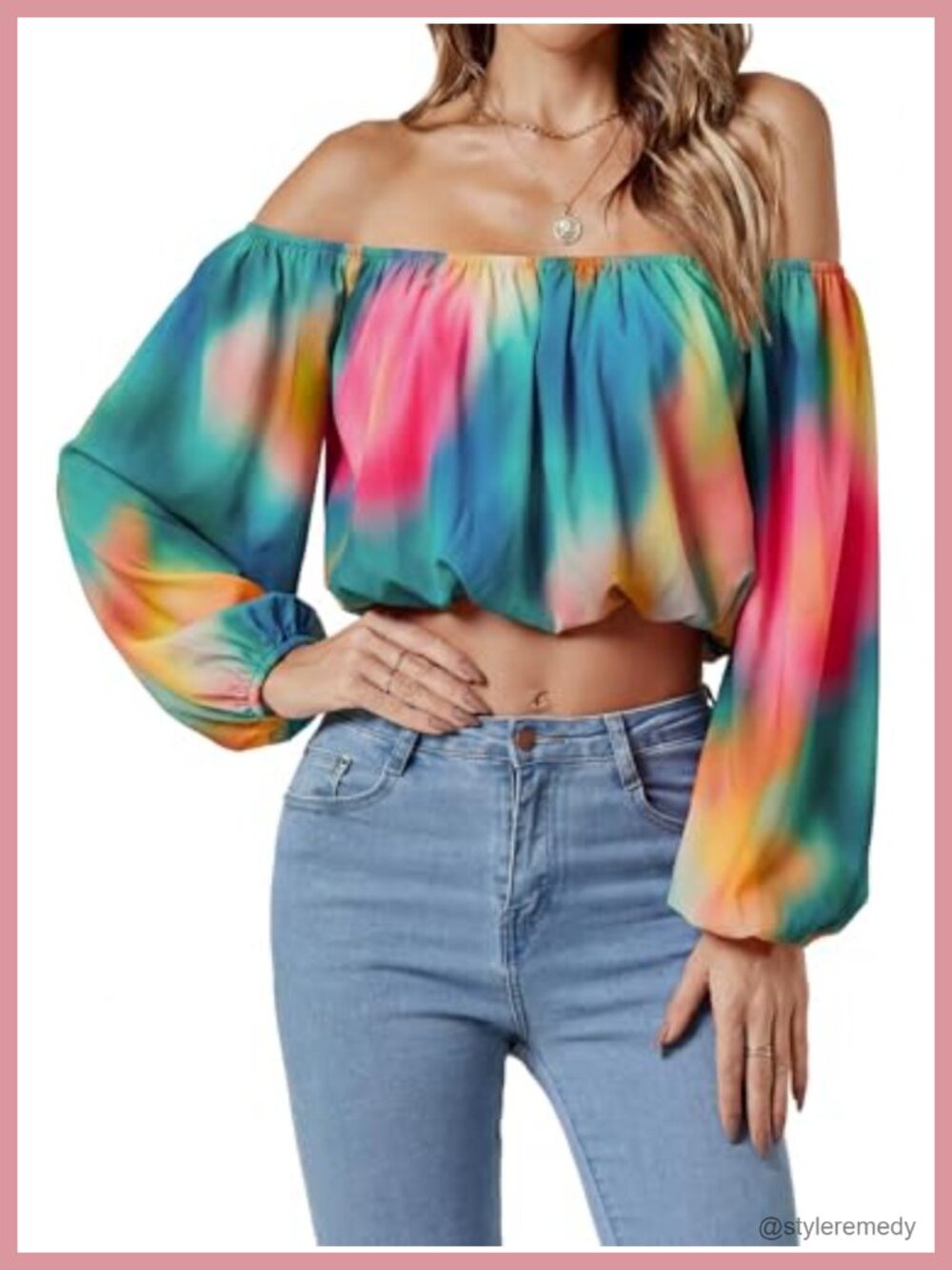 Off Shoulder Lantern Long Sleeve Crop Top Ruched Blouse